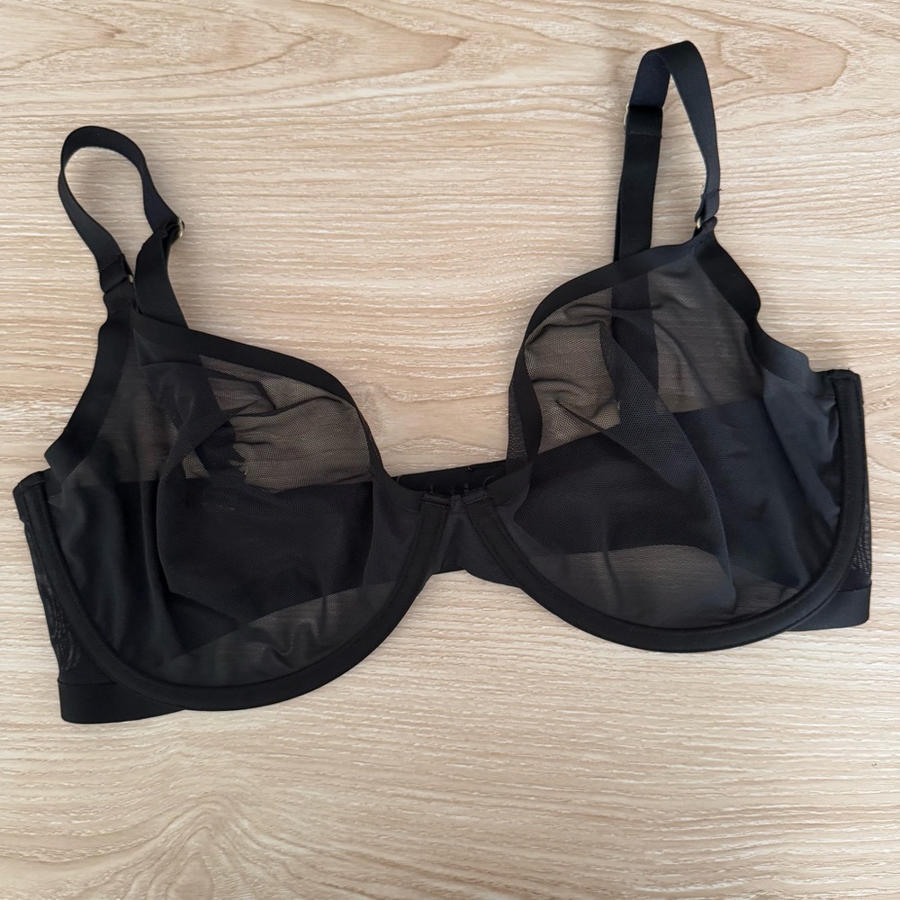 CUUP 34G The Plunge Bra Black Mesh